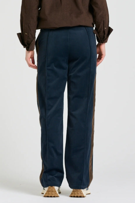 Lucile Pant - French Navy & Chocolate Stripe
