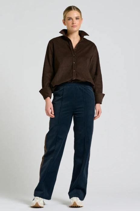 Lucile Pant - French Navy & Chocolate Stripe