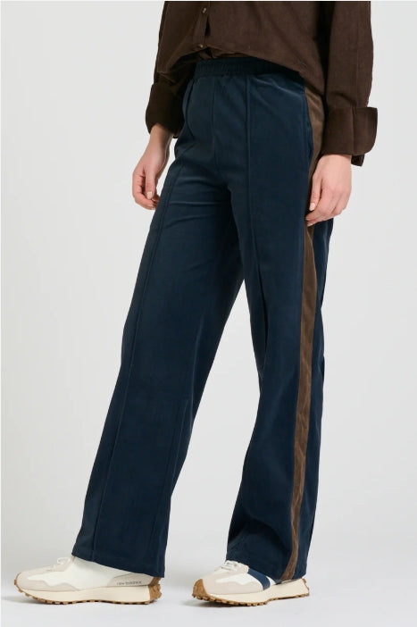 Lucile Pant - French Navy & Chocolate Stripe
