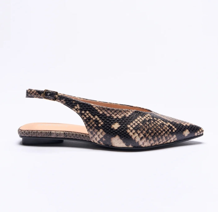Sabine Leather Flat - Smoke Snake