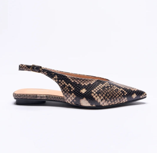 Sabine Leather Flat - Smoke Snake