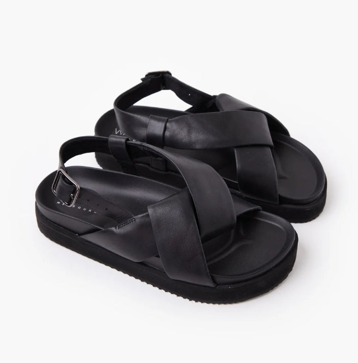Mya Leather Sandal - Black