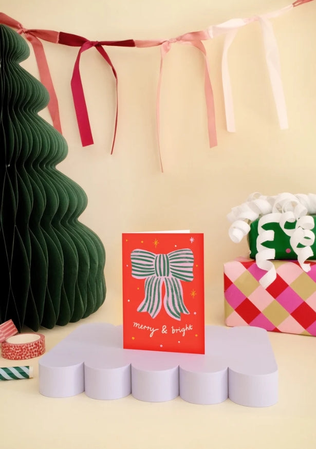 Merry & Bright Bow Mini Christmas Card