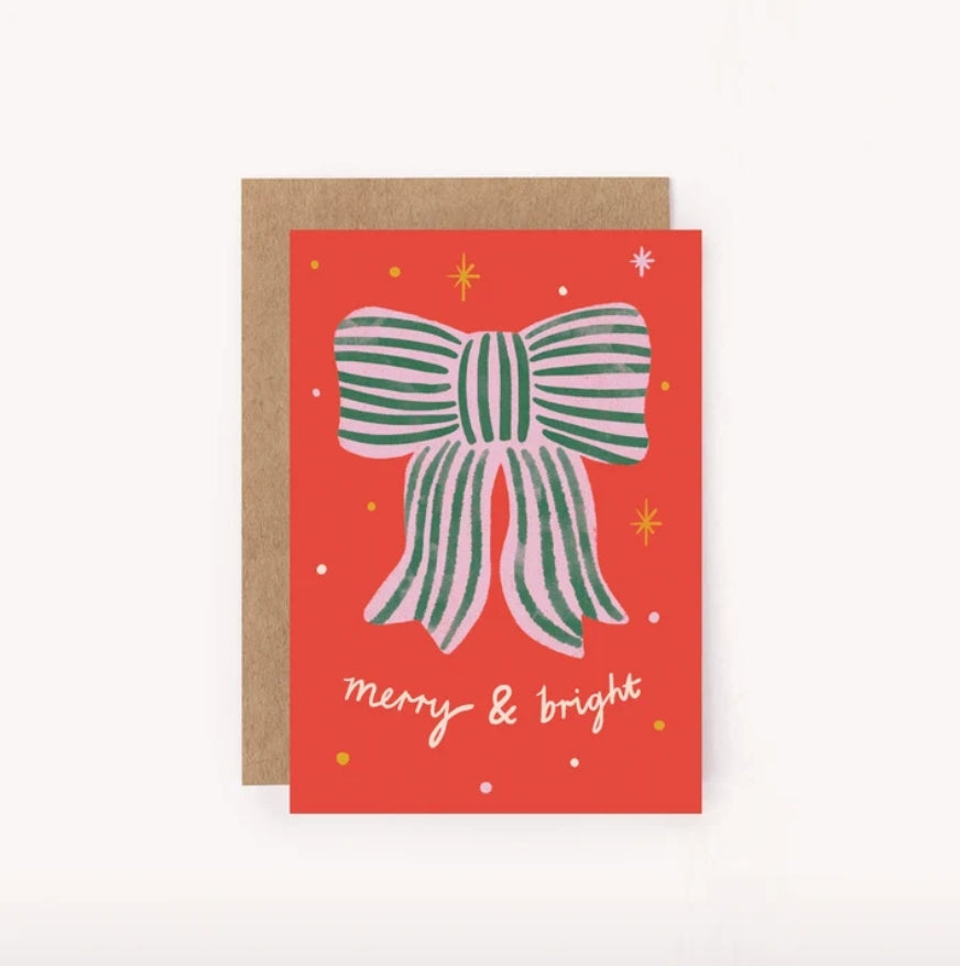 Merry & Bright Bow Mini Christmas Card