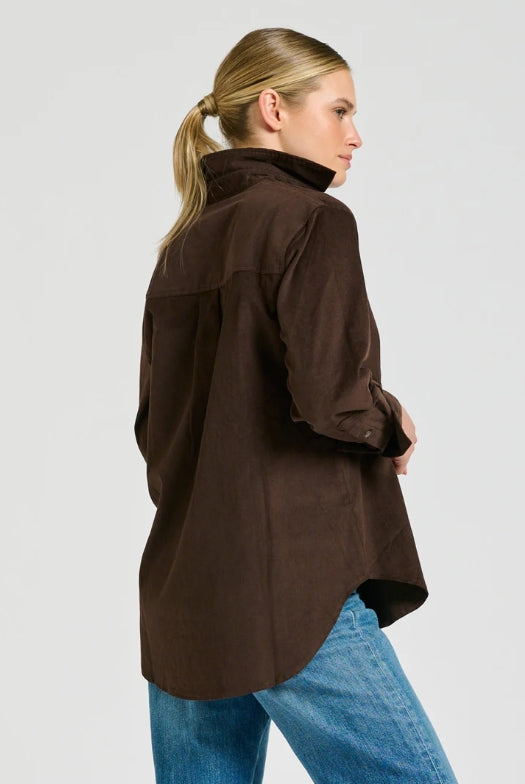 The Elodie Relaxed Shirt - Chocolate Pincord