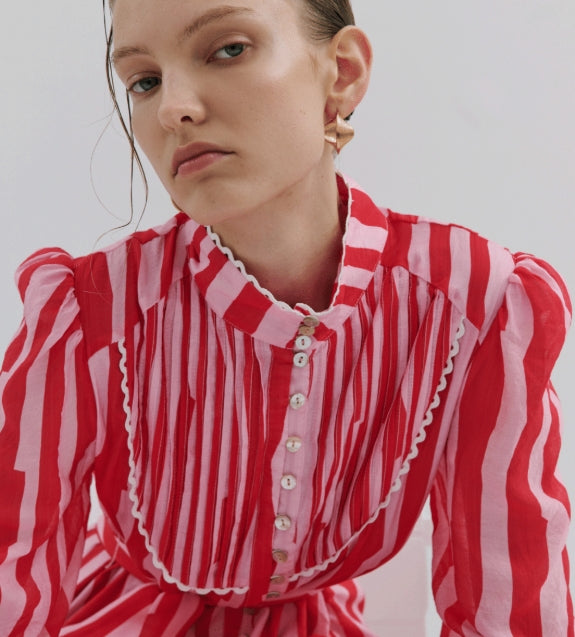 Charlotte Maxi Dress - Mad Hatters Pinstripe