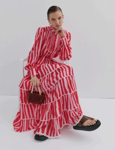 Charlotte Maxi Dress - Mad Hatters Pinstripe