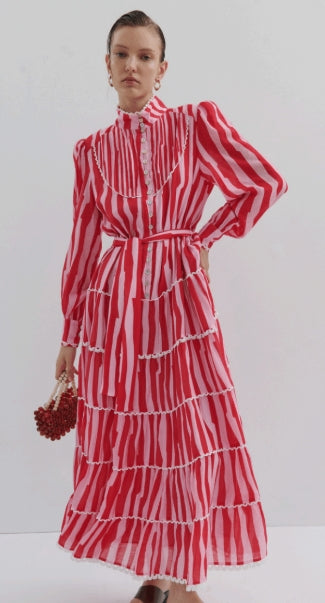 Charlotte Maxi Dress - Mad Hatters Pinstripe