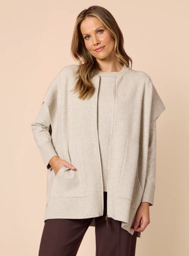 Elena Zip Knit- Natural