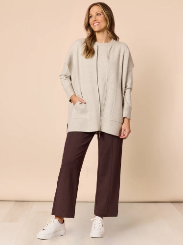 Elena Zip Knit- Natural