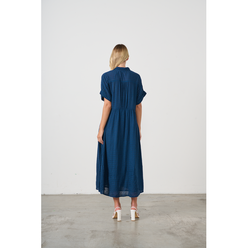 Seersucker Dress - Navy