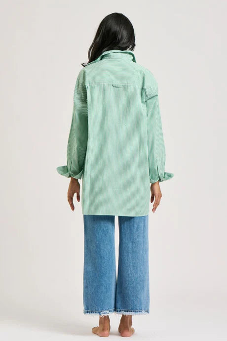 Boyfriend Oversized Shirt - Forest Stripe