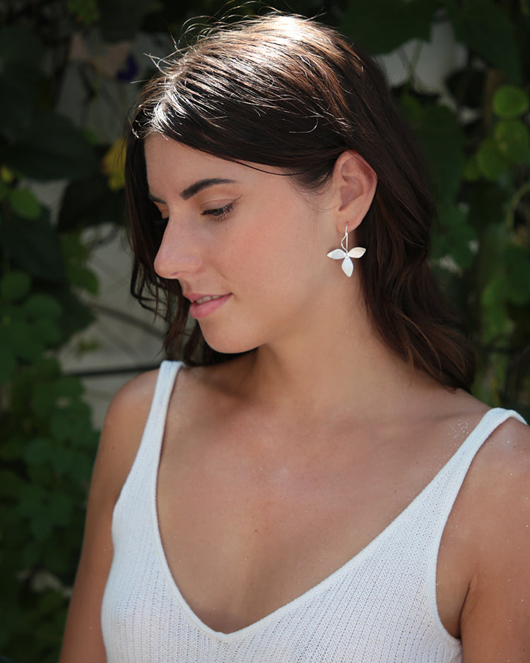 Silver Petal Earrings