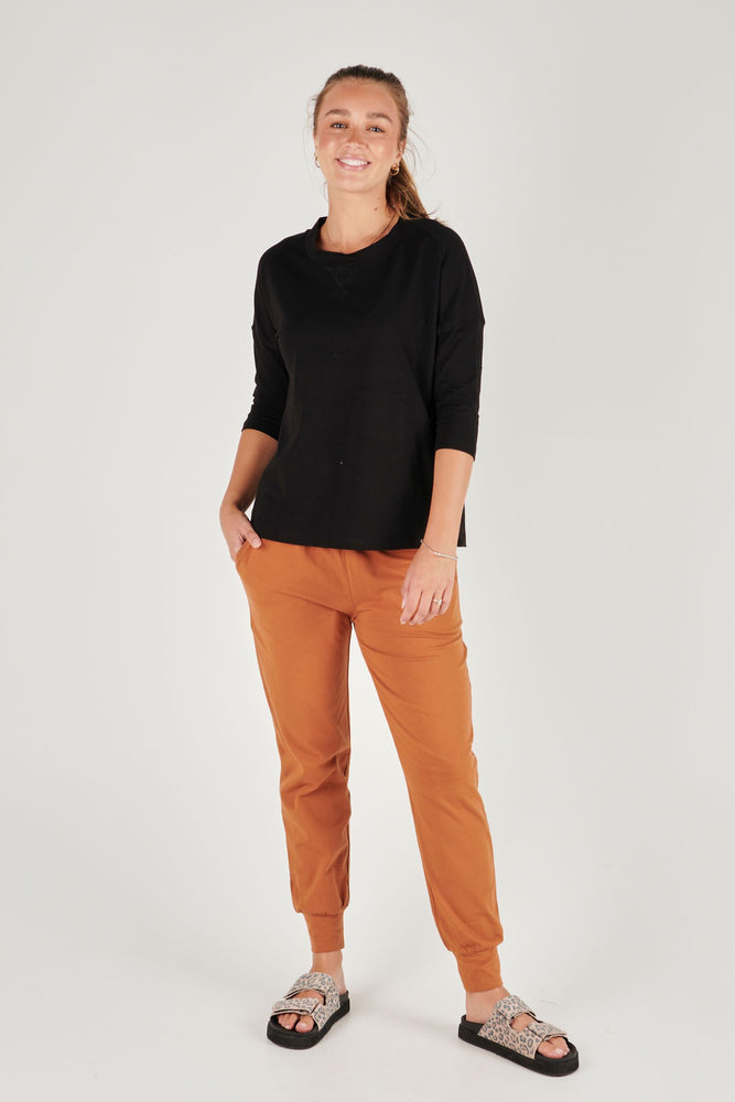 Matilda 3/4 Sleeve Tee - Black