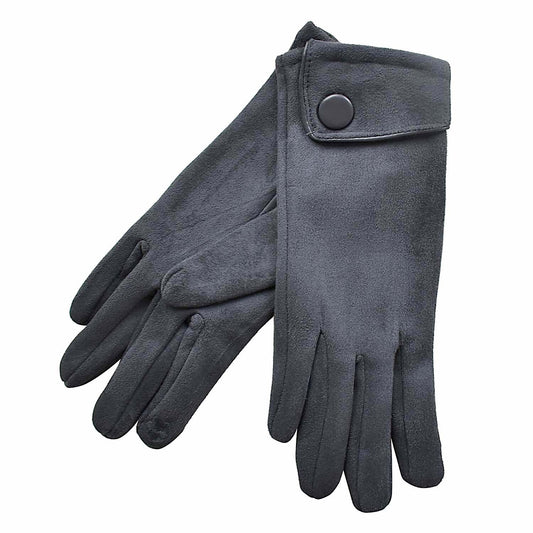 Cuffed Gloves Large Button - Charocal