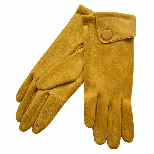 Cuffed Gloves Large Button- Mustard