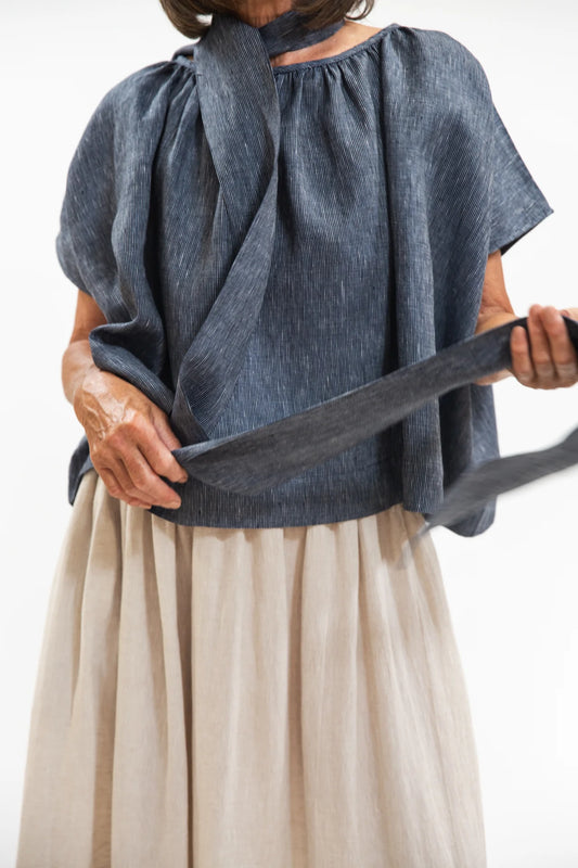 Tie Belt - Navy Pinstripe