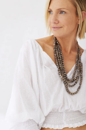 
            
                Load image into Gallery viewer, Timber Bead Necklace- Kailua Grey
            
        