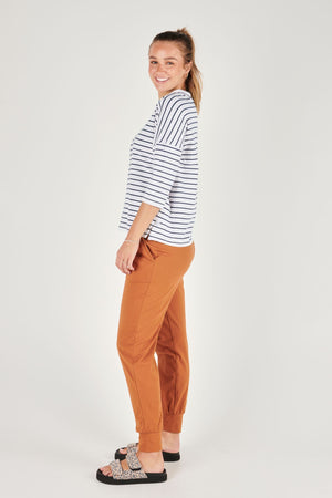 Matilda 3/4 Sleeve Tee - Navy White Stripe