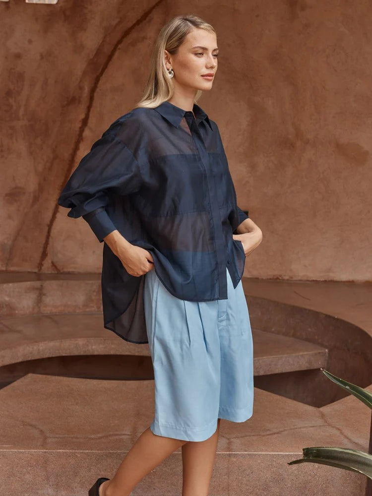 Val Oversize Shirt - Navy