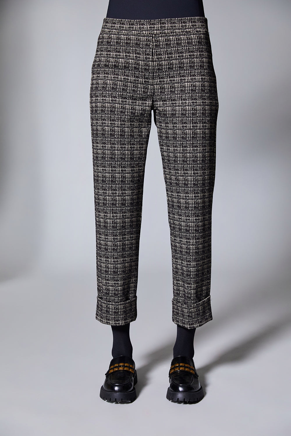Check Turn Up Trouser Brown/Carmel
