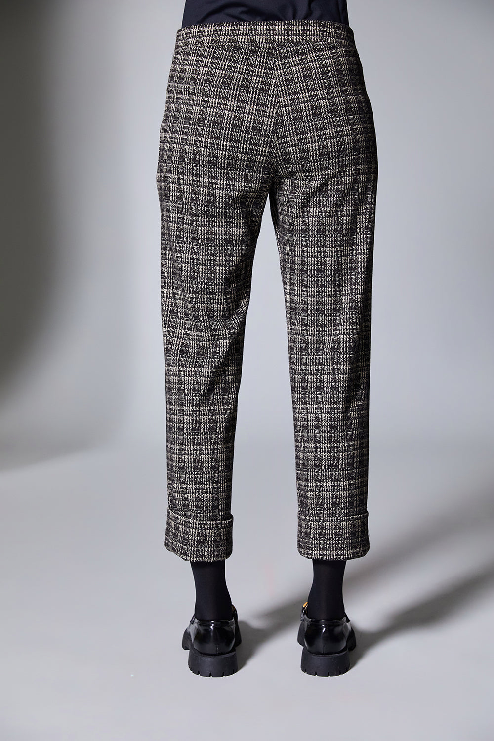 Check Turn Up Trouser Brown/Carmel