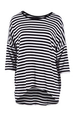 Bamboo Hi-Low Top - Black/White Stripe