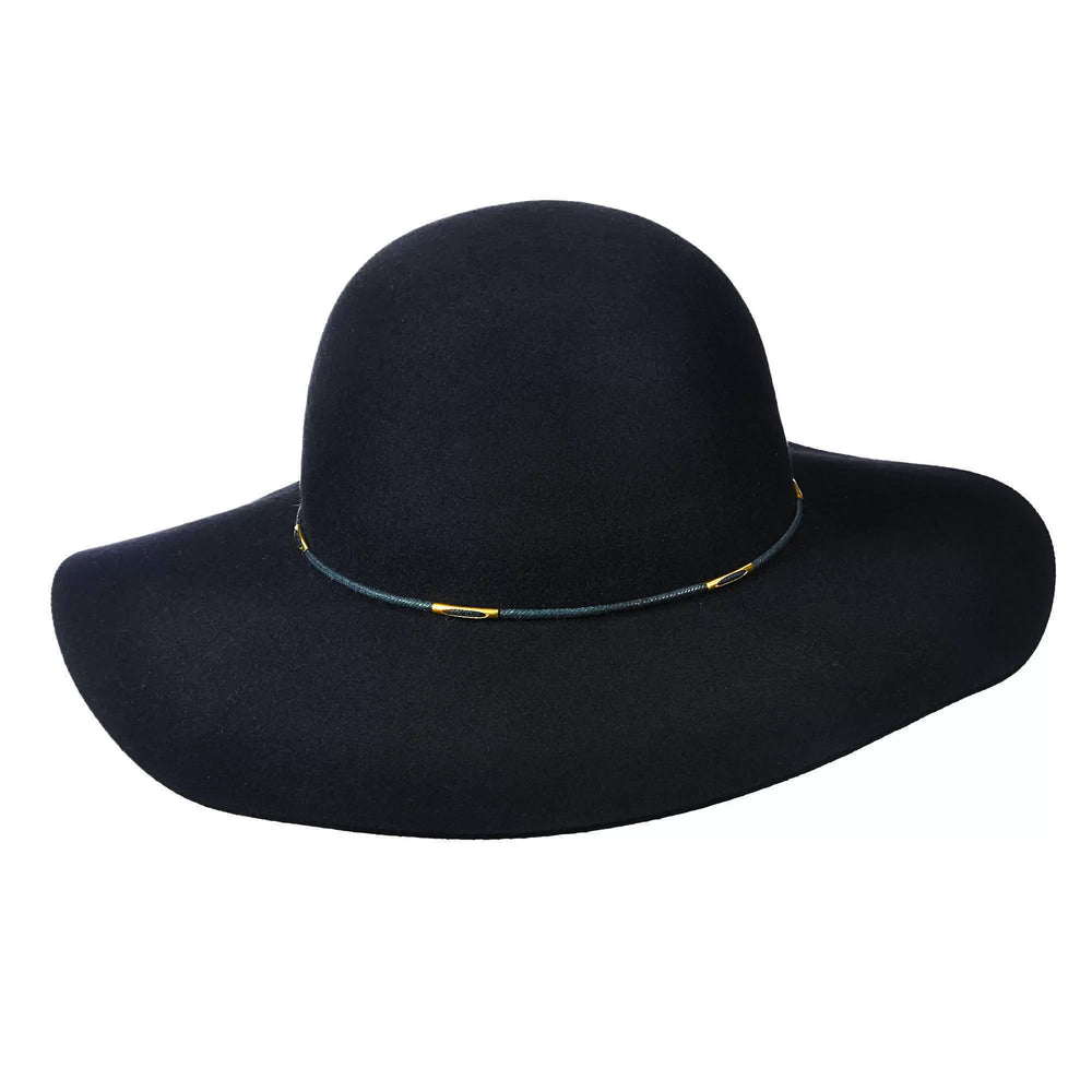 Charlene Raw Edge Wool Felt Hat - Black
