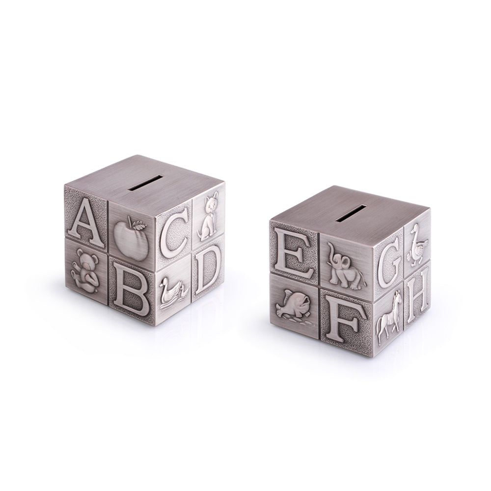 Pewter Effect Cube Money Box
