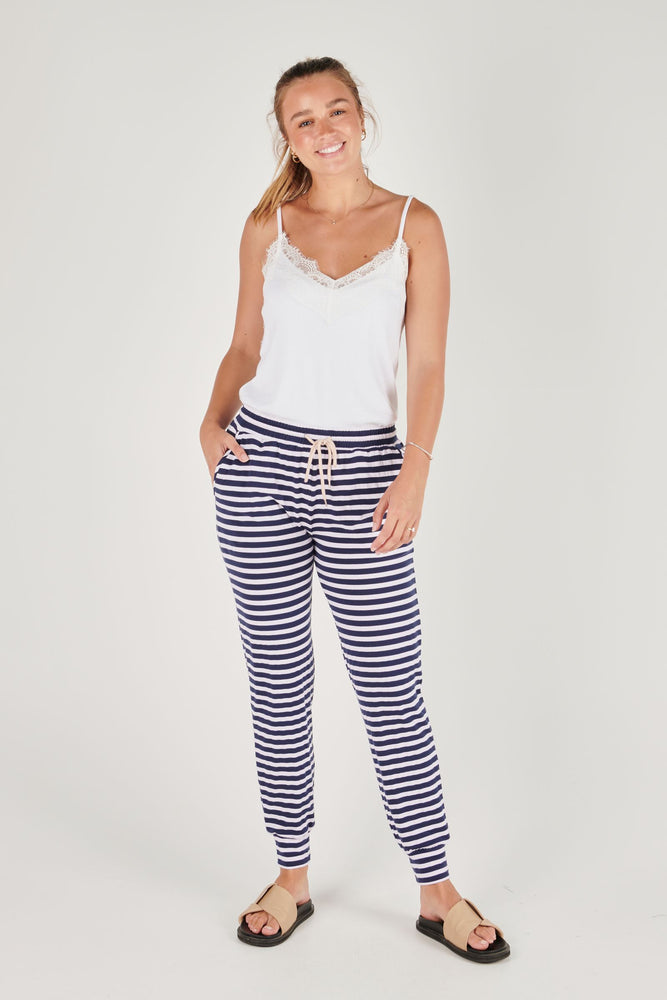 Everyday Pant - Navy/White Stripe