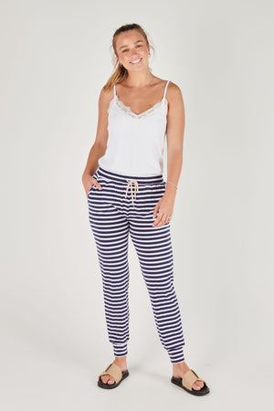 Everyday Pant - Navy/White Stripe