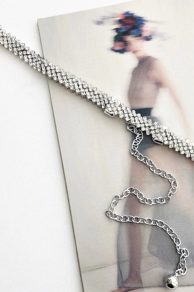 Diamante Rows Chain Back Belt