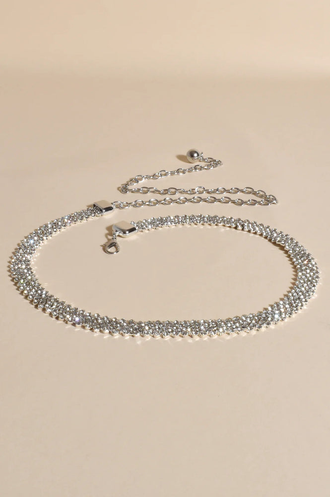 Diamante Rows Chain Back Belt