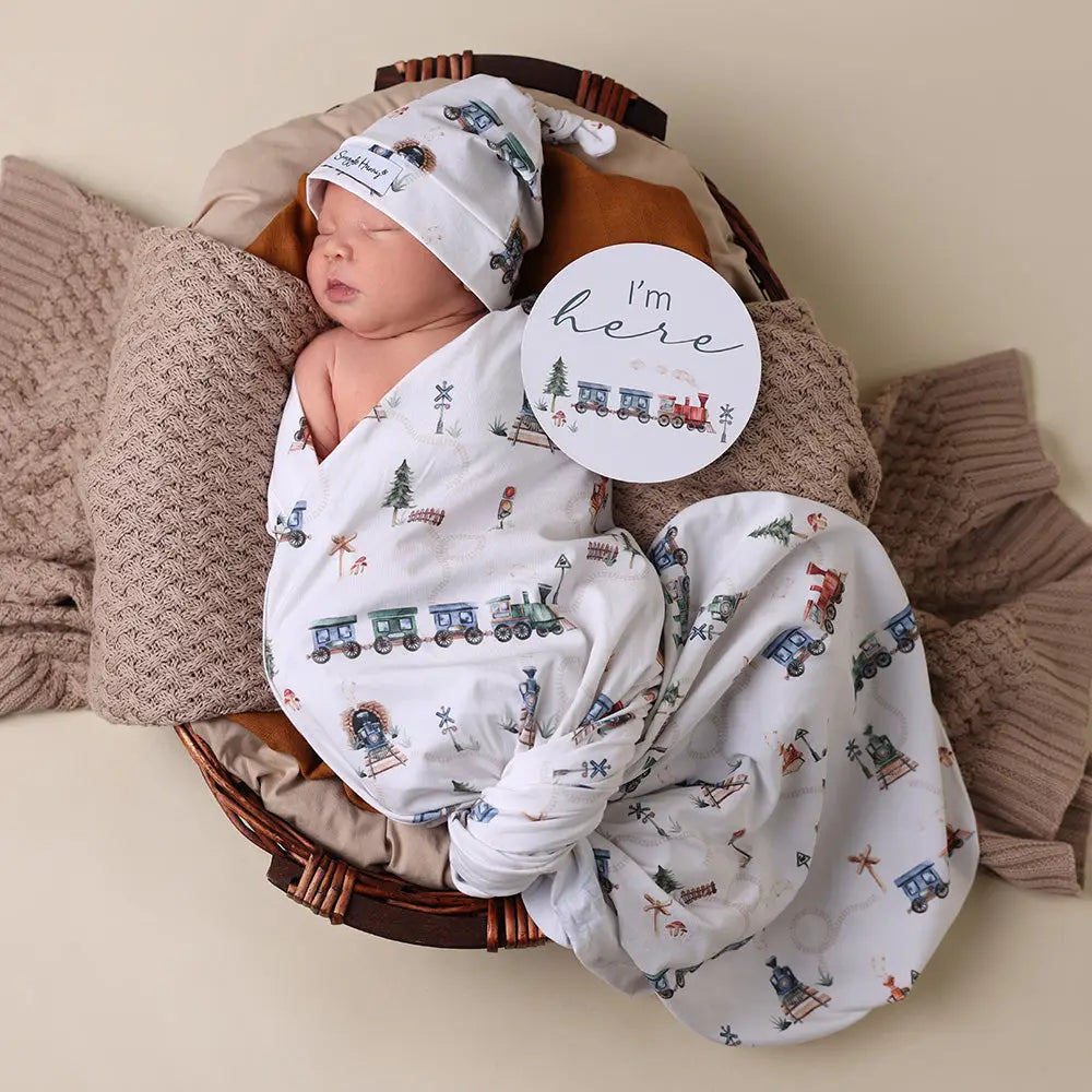 Snuggle Swaddle Set- Trains