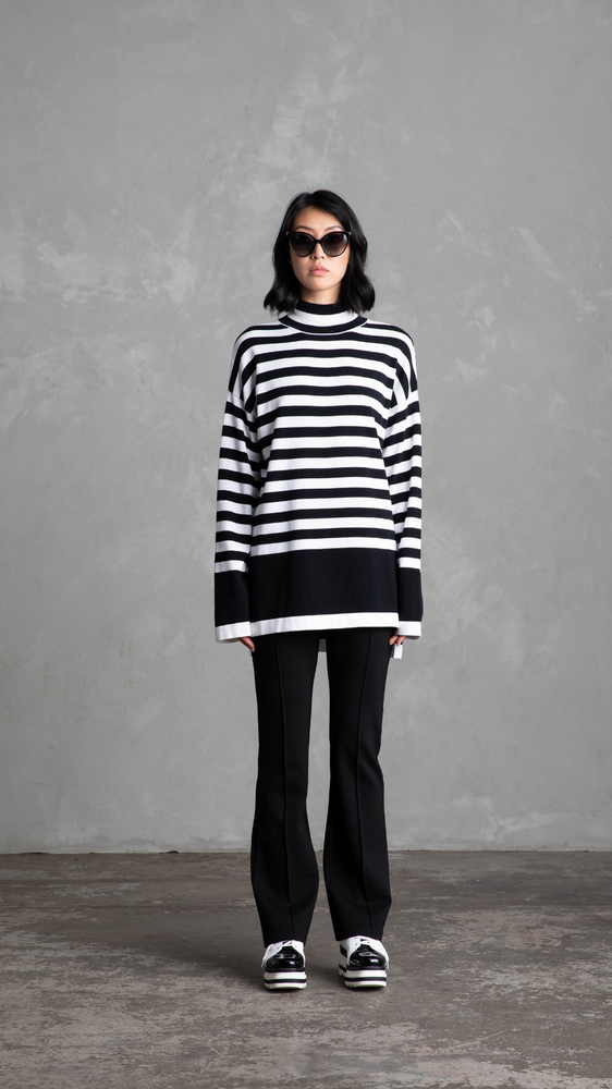 Baxter Oversized Cotton Knit - Black/White