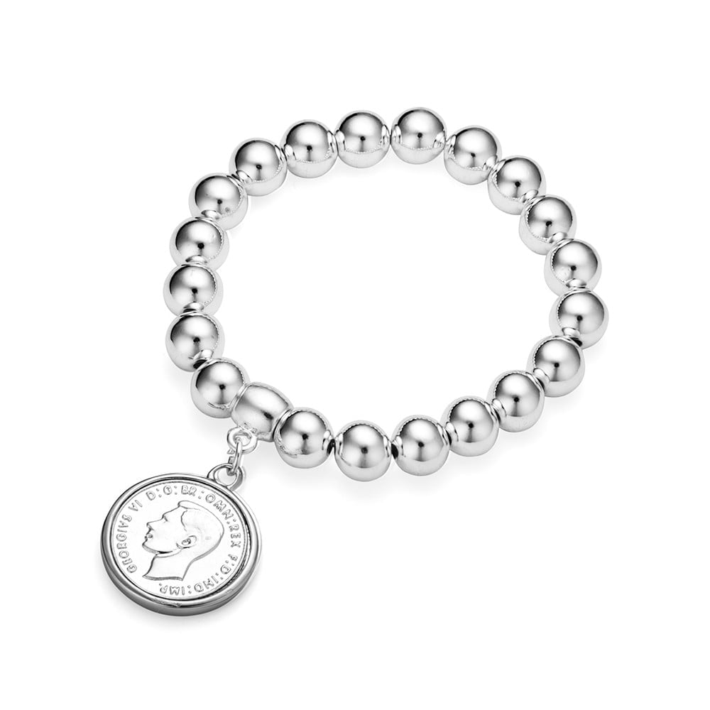 Allure Bead Coin Bracelet - Silver