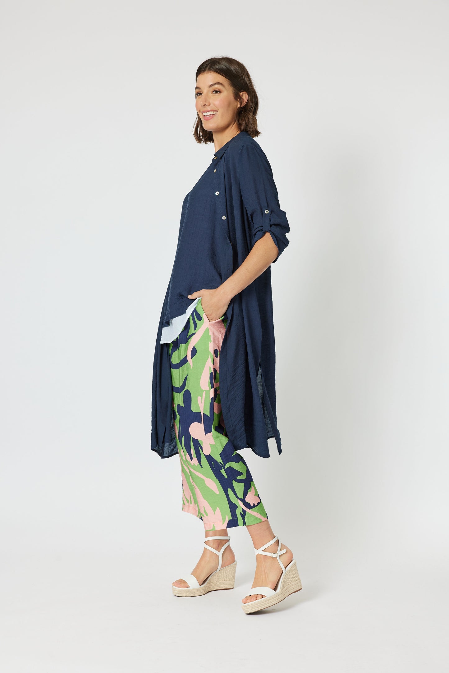 Long Duster Shirt Navy