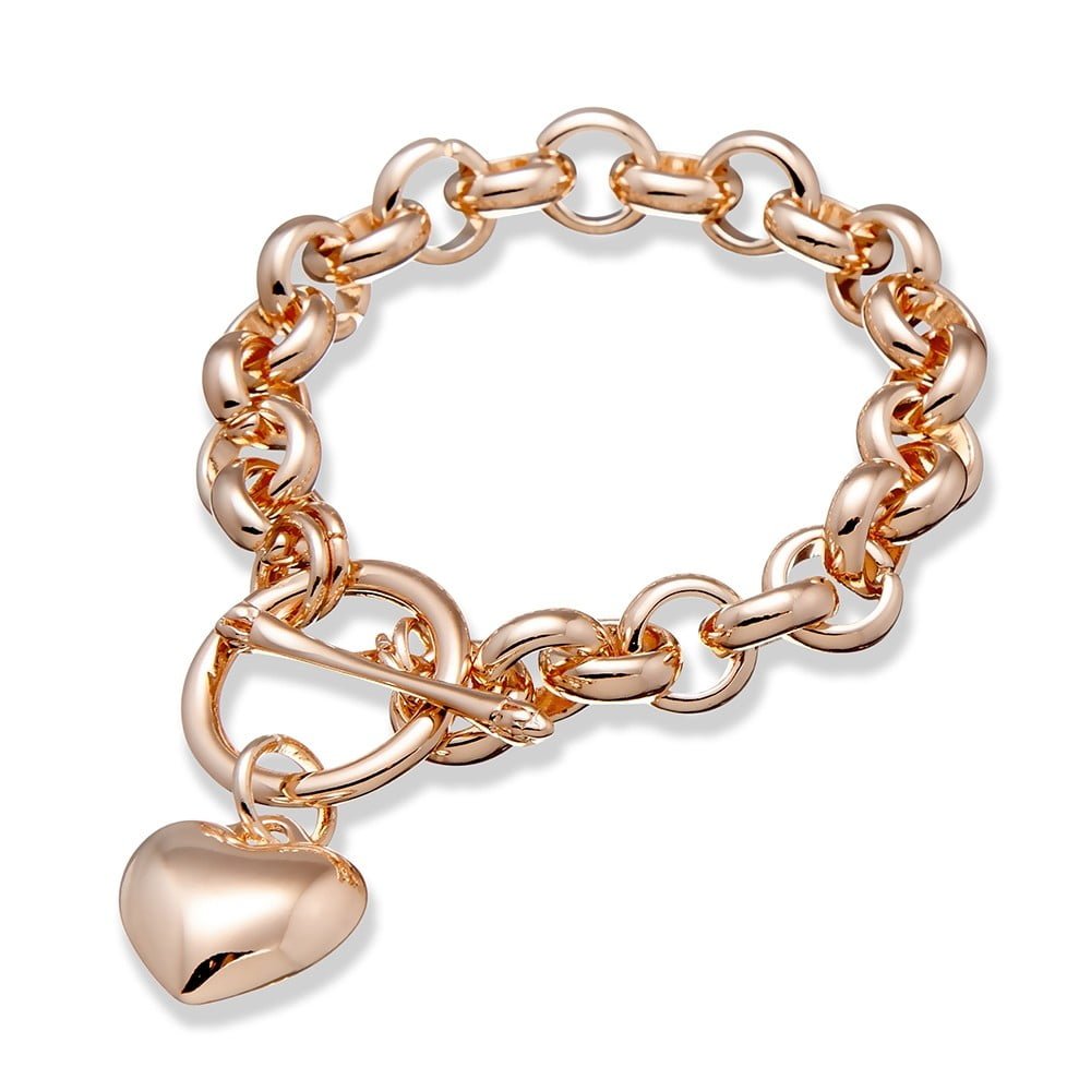 Allure Belcher Link Bracelet Heart Fob - Rose Gold