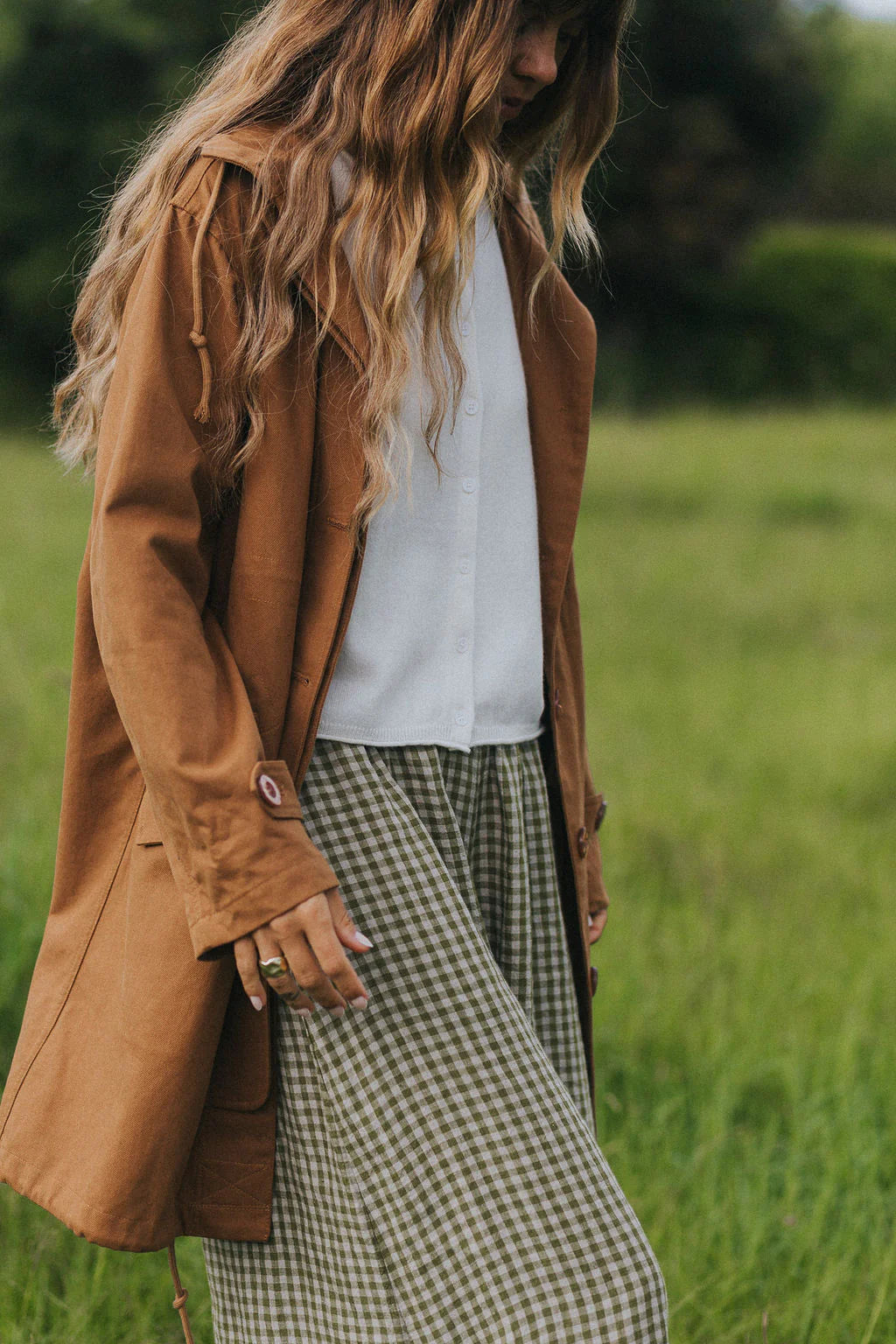 Eadie Gingham Linen Pants - Pistachio