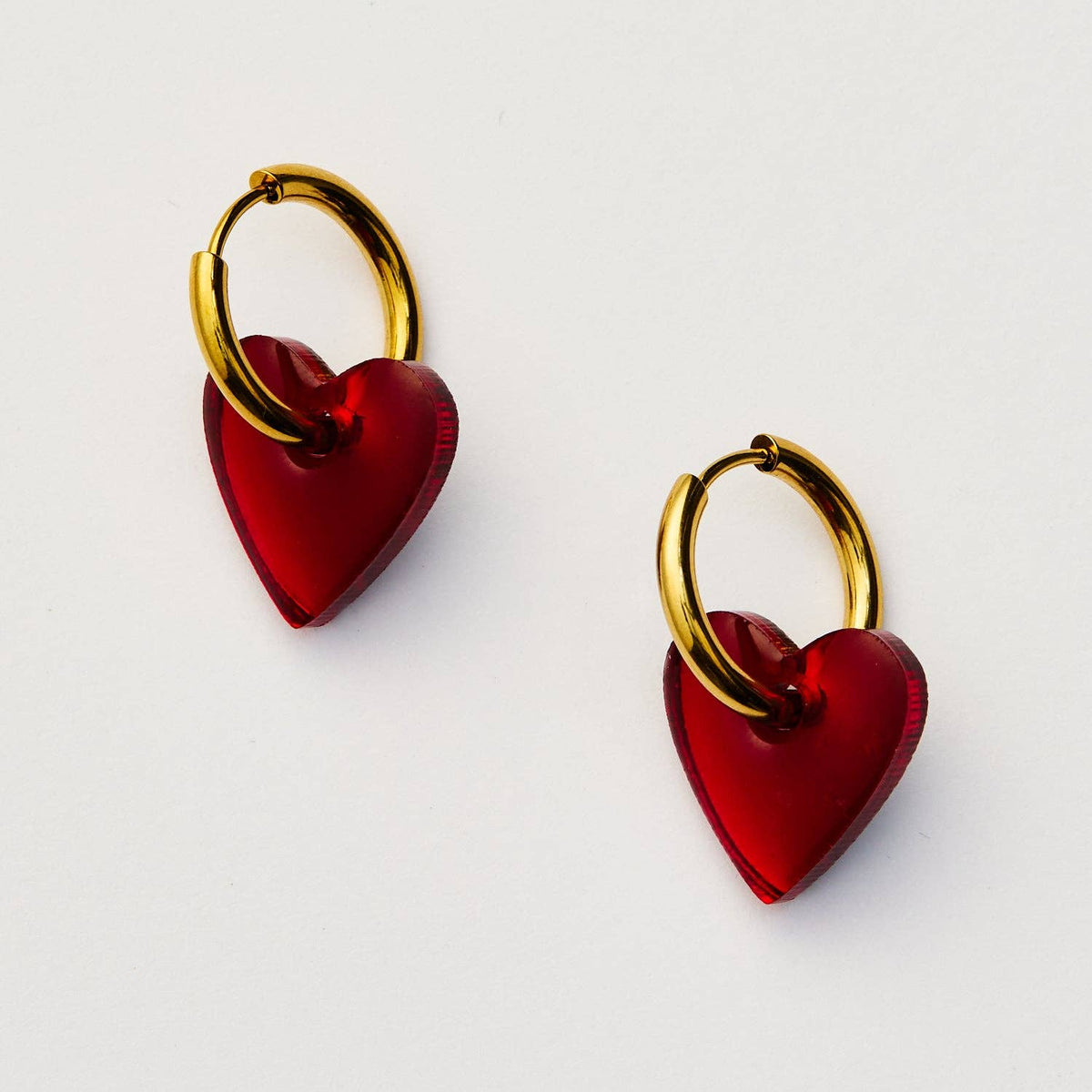 Marty Heart Earrings - Red