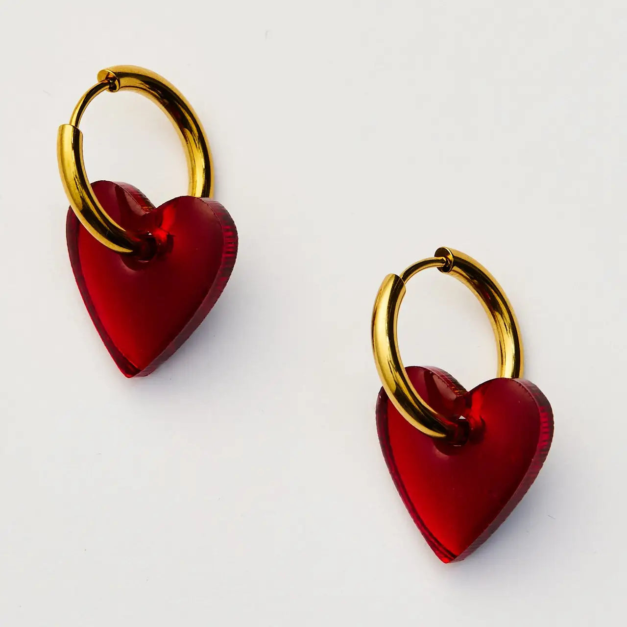Marty Heart Earrings - Red