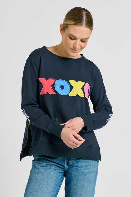 Classic Zipside XOXO Sweatshirt - Navy