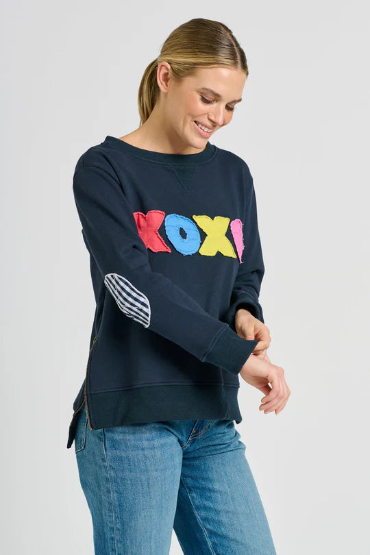 Classic Zipside XOXO Sweatshirt - Navy