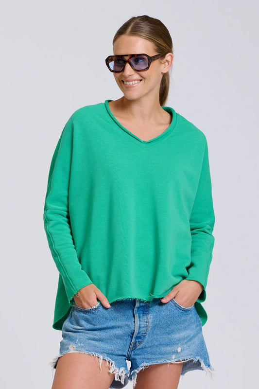 Raw V2 Neck Sweatshirt - Pea Green