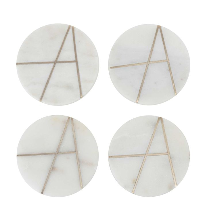 Graze Round Marble Coaster - White Inlay