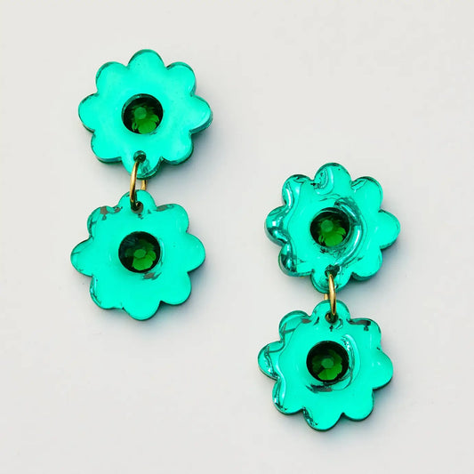 Jelly Flower Earrings- Green