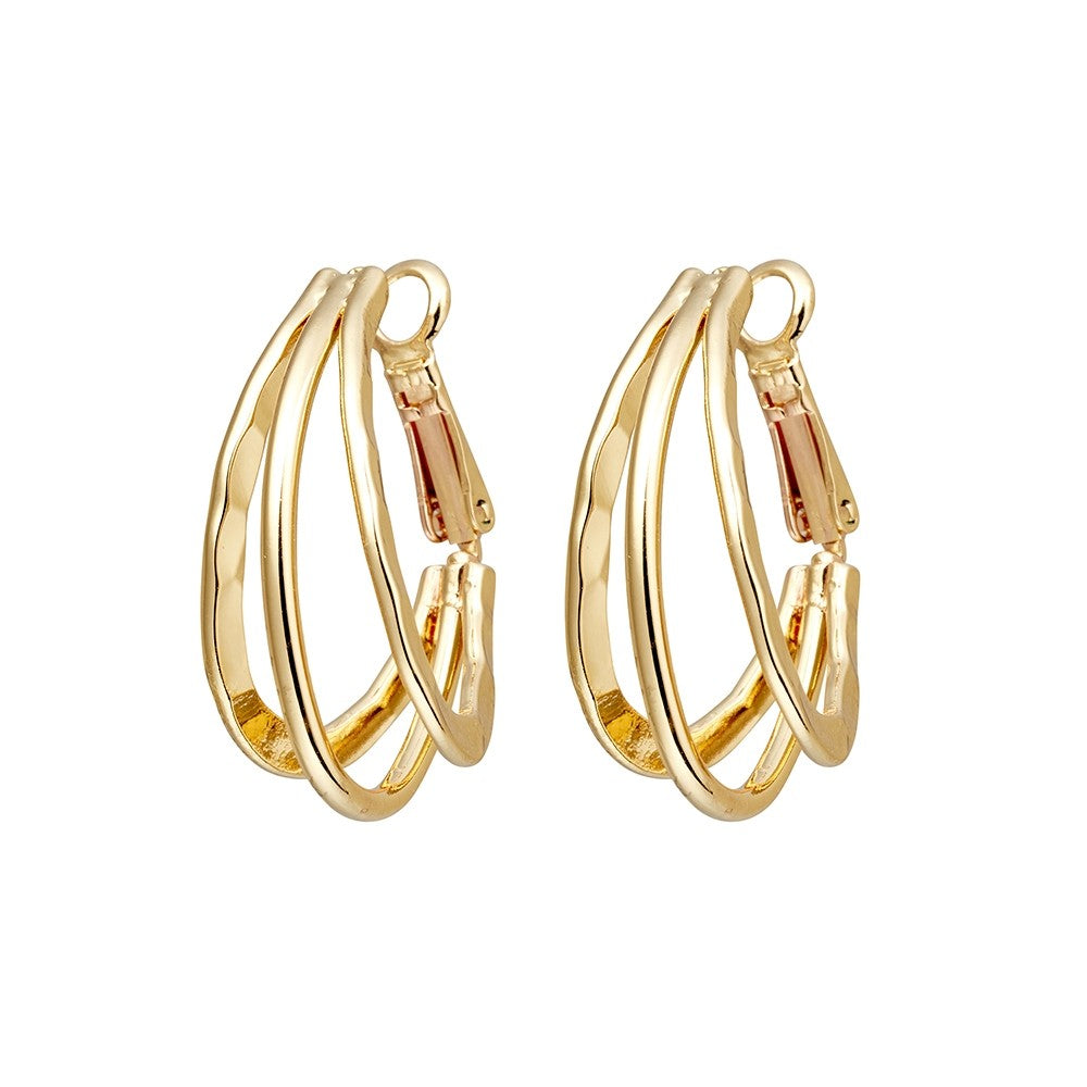 
            
                Load image into Gallery viewer, Allure Double Hammered Hoop - Gold
            
        