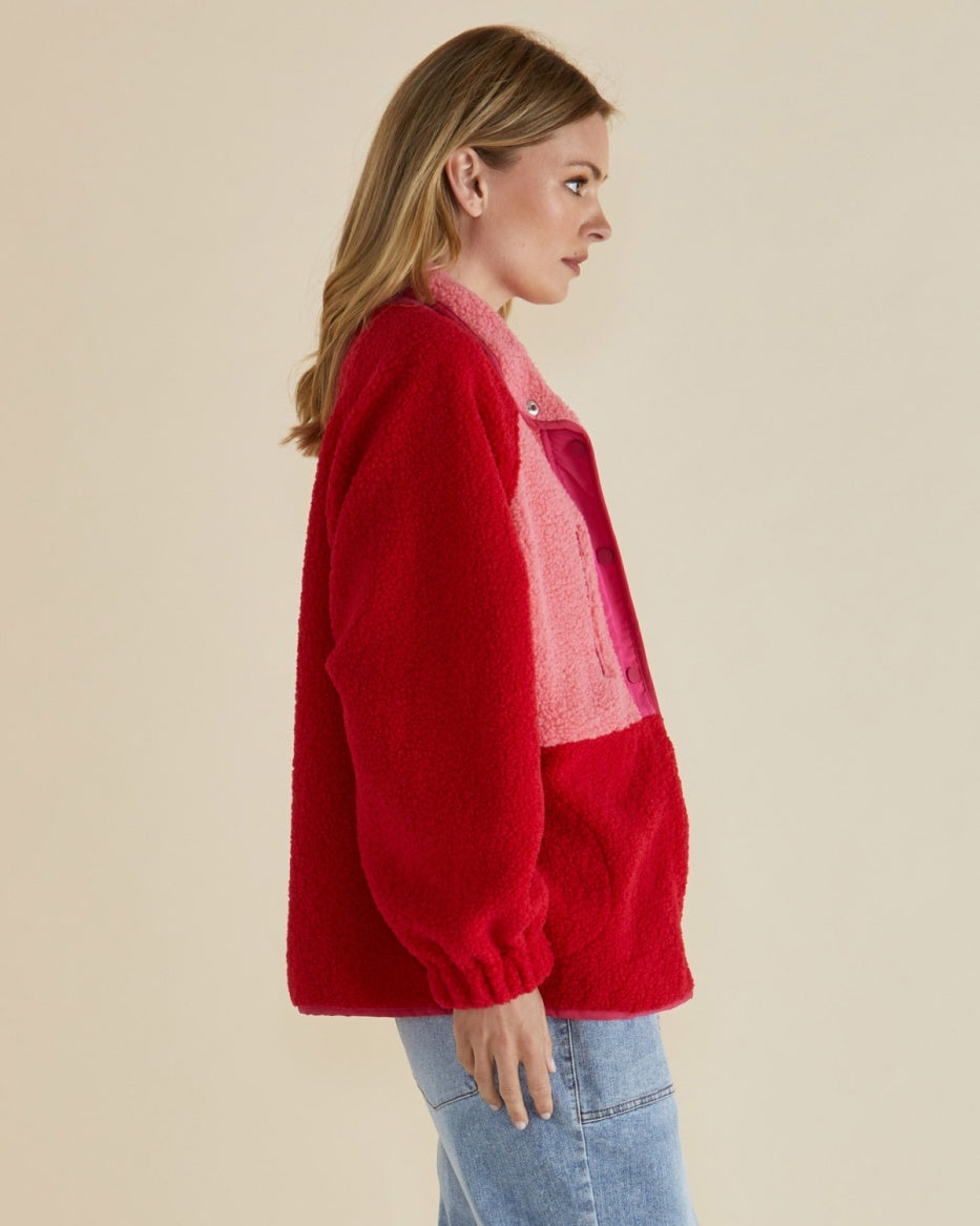Franklin Fleecy Jacket - Pink & Red