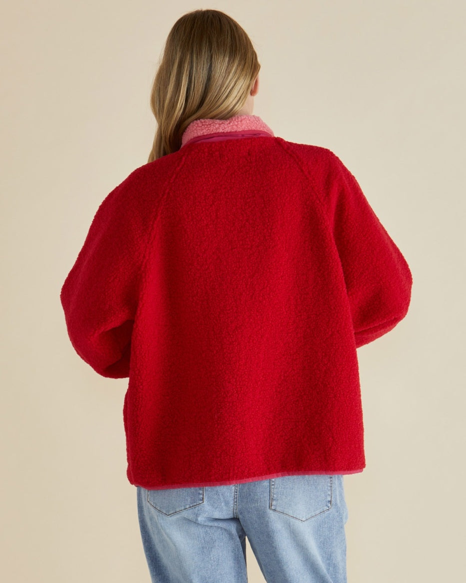 Franklin Fleecy Jacket - Pink & Red