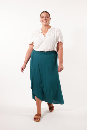 
            
                Load image into Gallery viewer, Botanical Midi Skirt - Teal
            
        